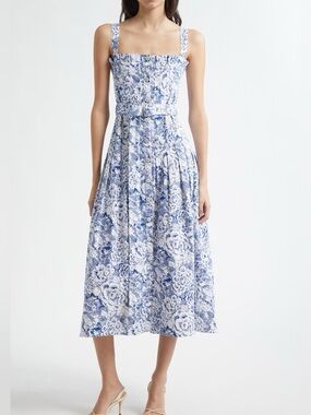 Cing à Sept Floral Print A-Line Dress.  Size 4